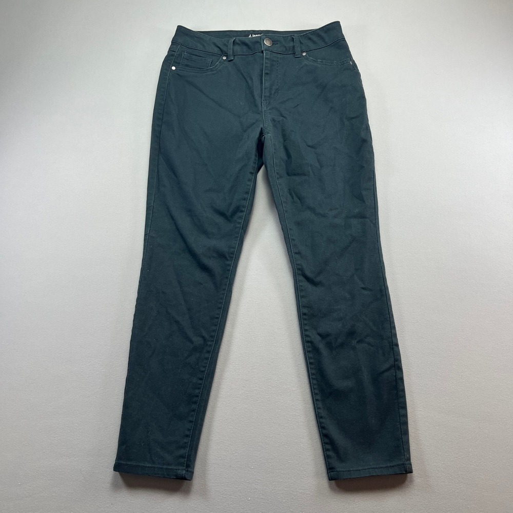 D Jeans Women 8 Charcoal Gray Denim Cotton Stretch Mid Rise Dark Wash Skinny Leg